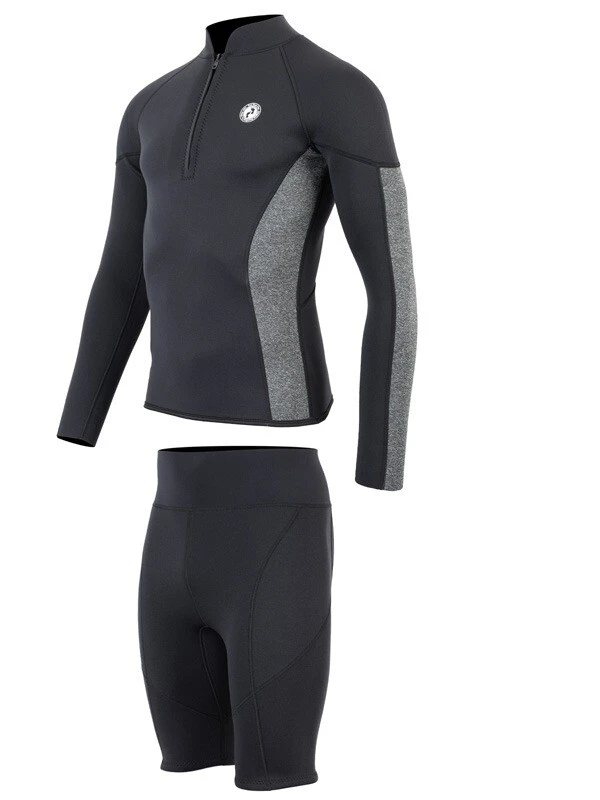 Two Bare Feet Perspective Half Zip 2.5mm Wetsuit Jacket & Shorts Set (Black/Grey) - Image 3