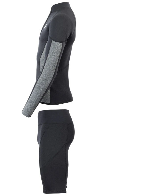 Two Bare Feet Perspective Half Zip 2.5mm Wetsuit Jacket & Shorts Set (Black/Grey) - Image 4