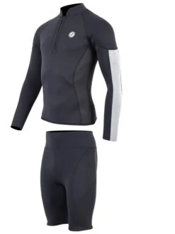 Two Bare Feet Perspective Half Zip 2.5mm Wetsuit Jacket & Shorts Set (Black/Grey/Grey) -Glider Wetsuit Store up8u54 0