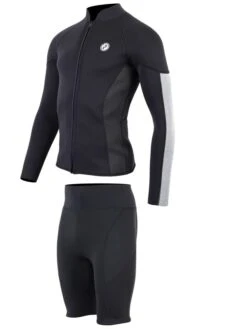 Two Bare Feet Perspective Full Zip 2.5mm Wetsuit Jacket & Shorts Set (Black/Grey/Grey) -Glider Wetsuit Store utin8f s