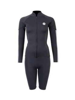 Two Bare Feet Unisex Perspective Full Zip 2.5mm Wetsuit Jacket & Shorts Set (Black/Grey/Grey)