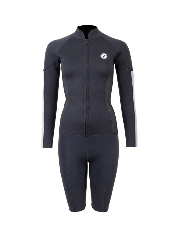 Two Bare Feet Unisex Perspective Full Zip 2.5mm Wetsuit Jacket & Shorts Set (Black/Grey/Grey) 3 Two Bare Feet Unisex Perspective Full Zip 2.5mm Wetsuit Jacket & Shorts Set (Black/Grey/Grey)