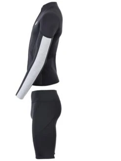 Two Bare Feet Perspective Full Zip 2.5mm Wetsuit Jacket & Shorts Set (Black/Grey/Grey) -Glider Wetsuit Store utin8f z
