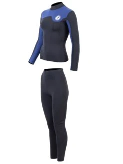 Two Bare Feet Womens Aspect Fleece Lined Zipless Thermal 2.5mm Superstretch Wetsuit Top & Pants Set (Black/Blue) 12 Two Bare Feet Womens Aspect Fleece Lined Zipless Thermal 2.5mm Superstretch Wetsuit Top & Pants Set (Black/Blue) -Glider Wetsuit Store w3s3fr y