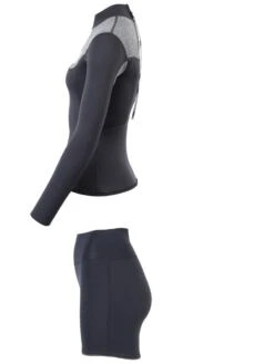 Two Bare Feet Womens Aspect Back Zip 2.5mm Wetsuit Jacket & Hotpants Set (Black/Grey) -Glider Wetsuit Store w4dj5g 1