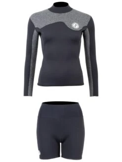 Two Bare Feet Womens Aspect Back Zip 2.5mm Wetsuit Jacket & Hotpants Set (Black/Grey) -Glider Wetsuit Store w4dj5g 7