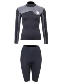 Two Bare Feet Womens Aspect Back Zip 2.5mm Wetsuit Jacket & Shorts Set (Black/Grey Stripes) -Glider Wetsuit Store w4wb7b q