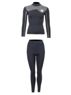 Two Bare Feet Womens Aspect Fleece Lined Zipless Thermal 2.5mm Superstretch Wetsuit Top & Pants Set (Black/Grey) -Glider Wetsuit Store w8rqs7 s