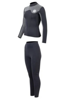 Two Bare Feet Womens Aspect Fleece Lined Zipless Thermal 2.5mm Superstretch Wetsuit Top & Pants Set (Black/Grey) -Glider Wetsuit Store w8rqs7 t