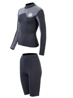 Two Bare Feet Womens Aspect Fleece Lined Zipless Thermal 2.5mm Superstretch Wetsuit Top & Shorts Set (Black/Grey Stripes) 12 Two Bare Feet Womens Aspect Fleece Lined Zipless Thermal 2.5mm Superstretch Wetsuit Top & Shorts Set (Black/Grey Stripes) -Glider Wetsuit Store wcwsxi 6