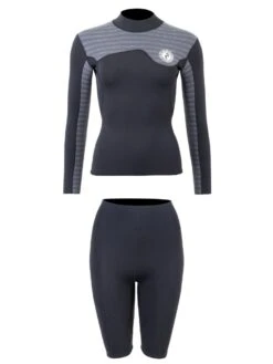 Two Bare Feet Womens Aspect Fleece Lined Zipless Thermal 2.5mm Superstretch Wetsuit Top & Shorts Set (Black/Grey Stripes) 11 Two Bare Feet Womens Aspect Fleece Lined Zipless Thermal 2.5mm Superstretch Wetsuit Top & Shorts Set (Black/Grey Stripes) -Glider Wetsuit Store wcwsxi 7