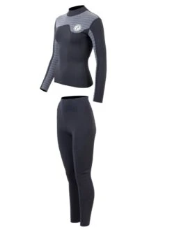Two Bare Feet Womens Aspect Fleece Lined Zipless Thermal 2.5mm Superstretch Wetsuit Top & Pants Set (Black/Grey Stripes) 12 Two Bare Feet Womens Aspect Fleece Lined Zipless Thermal 2.5mm Superstretch Wetsuit Top & Pants Set (Black/Grey Stripes) -Glider Wetsuit Store wd4cal b