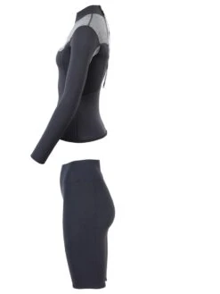 Two Bare Feet Womens Aspect Back Zip 2.5mm Wetsuit Jacket & Shorts Set (Black/Grey) -Glider Wetsuit Store wfqn6i r