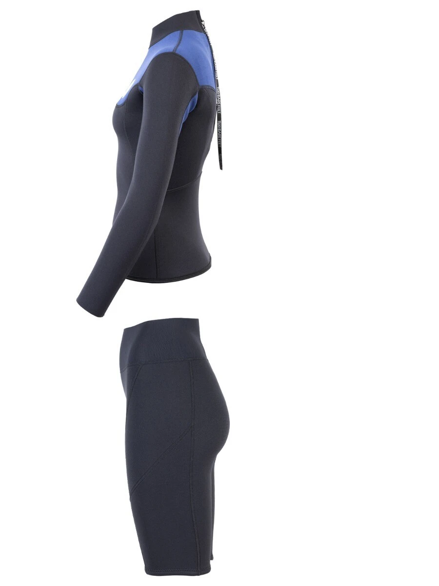 Two Bare Feet Womens Aspect Back Zip 2.5mm Wetsuit Jacket & Shorts Set (Black/Blue) 6 Two Bare Feet Womens Aspect Back Zip 2.5mm Wetsuit Jacket & Shorts Set (Black/Blue) - Image 4