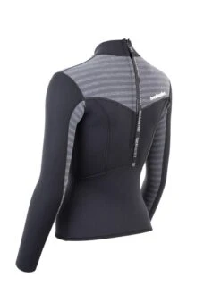 Two Bare Feet Womens Aspect Back Zip 2.5mm Wetsuit Jacket (Black/Grey Stripes) -Glider Wetsuit Store womens aspect back zip jacket black grey 4