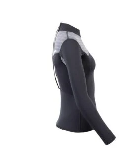 Two Bare Feet Womens Aspect Back Zip 2.5mm Wetsuit Jacket (Black/Grey Stripes) -Glider Wetsuit Store womens aspect back zip jacket black grey 7