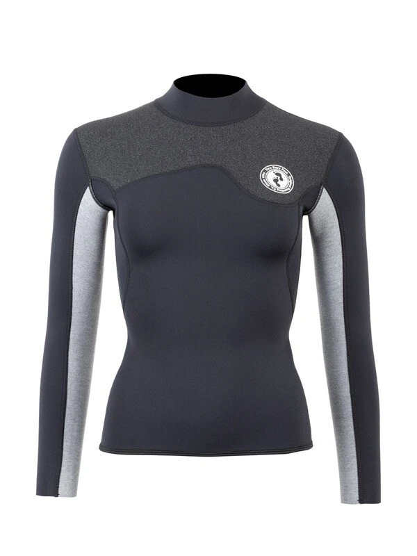 Two Bare Feet Womens Aspect Fleece Lined Zipless Thermal 2.5mm Superstretch Wetsuit Top (Black/Grey/Grey) 3 Two Bare Feet Womens Aspect Fleece Lined Zipless Thermal 2.5mm Superstretch Wetsuit Top (Black/Grey/Grey)