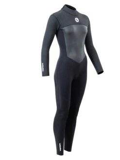 Two Bare Feet Thunderclap Pro 4/3mm Womens Winter Wetsuit (Black/Dark Grey) -Glider Wetsuit Store womens thunderclap pro 4.3 grey 8