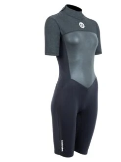 Two Bare Feet Thunderclap Pro 3/2mm Womens Shorty Wetsuit (Black/Dark Grey) -Glider Wetsuit Store womens thunderclap pro shorty dark 8
