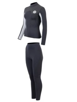 Two Bare Feet Womens Aspect Fleece Lined Zipless Thermal 2.5mm Superstretch Wetsuit Top & Pants Set (Black/Grey/Grey) -Glider Wetsuit Store wurbqt u