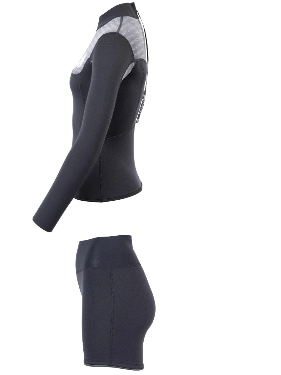 Two Bare Feet Womens Aspect Back Zip 2.5mm Wetsuit Jacket & Hotpants Set (Black/Grey Stripes) 6 Two Bare Feet Womens Aspect Back Zip 2.5mm Wetsuit Jacket & Hotpants Set (Black/Grey Stripes) - Image 4