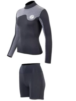 Two Bare Feet Womens Aspect Back Zip 2.5mm Wetsuit Jacket & Hotpants Set (Black/Grey Stripes) 12 Two Bare Feet Womens Aspect Back Zip 2.5mm Wetsuit Jacket & Hotpants Set (Black/Grey Stripes) -Glider Wetsuit Store wv52mz 3