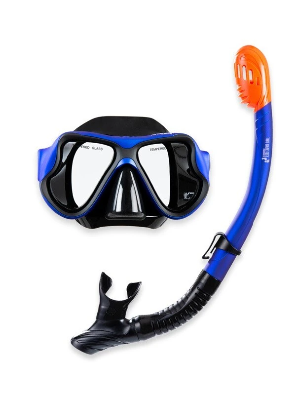 X-Dive Silicone Mask Dry Top Snorkel & F70 Fins 3pc Set (Blue / Black) - Image 2