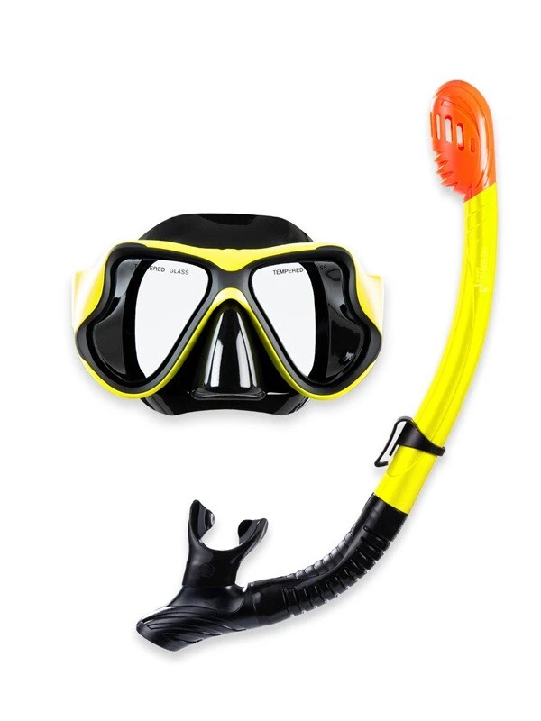 X-Dive Silicone Mask & Dry Top Snorkel 2pc Set (Yellow / Black)