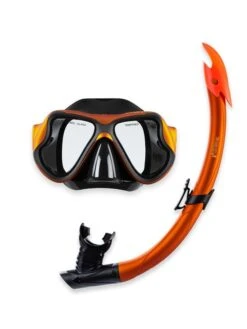 X-Dive Silicone Mask Snorkel & F70 Fins 3pc Set (Orange / Black) -Glider Wetsuit Store x dive silicone mask snorkel 2pc set black orange