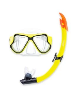 X-Dive Silicone Mask Snorkel & F70 Fins 3pc Set (Yellow / Clear) -Glider Wetsuit Store x dive silicone mask snorkel 2pc set clear yellow